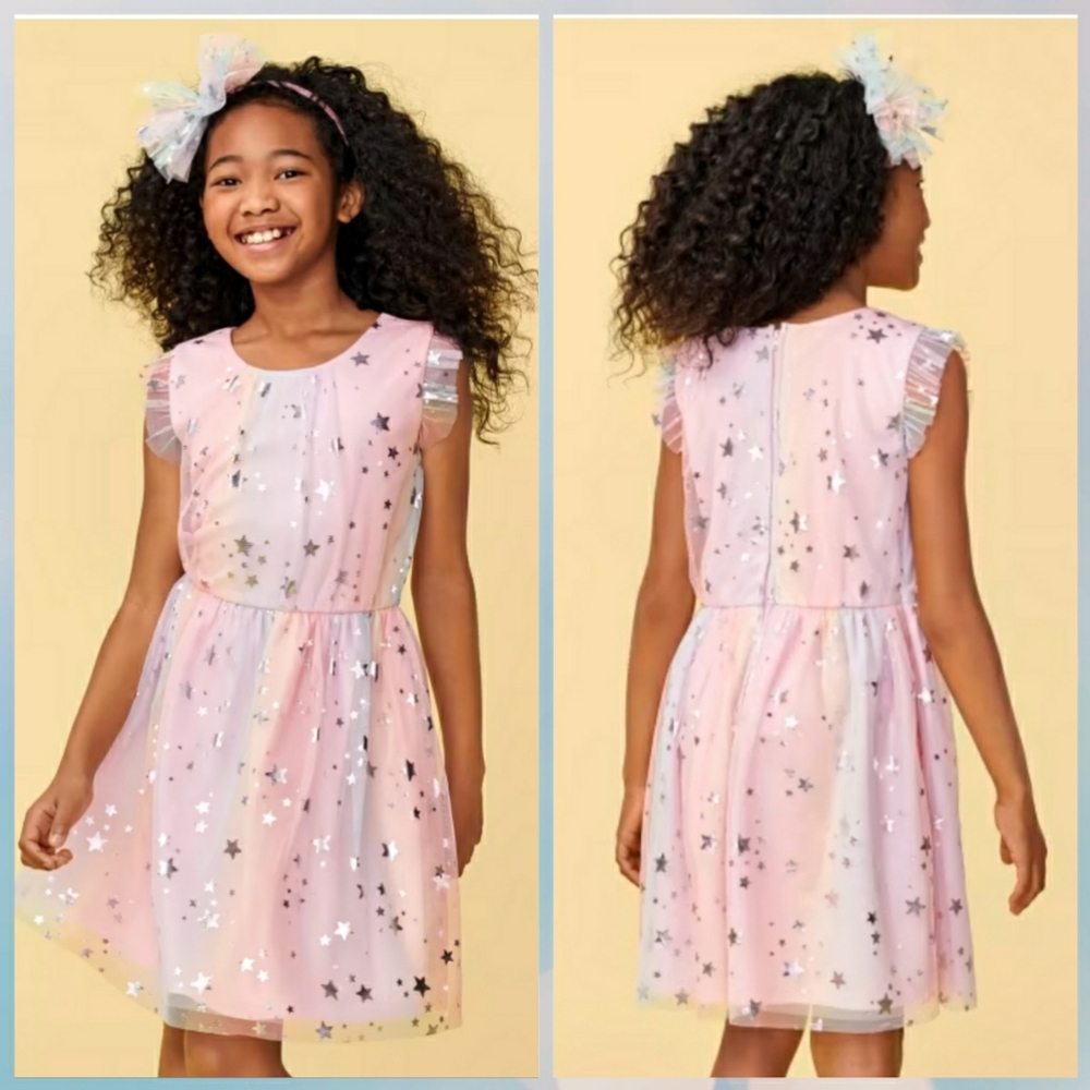Girls Sparkling Rainbow - Ombre Foil Dress - Size 12